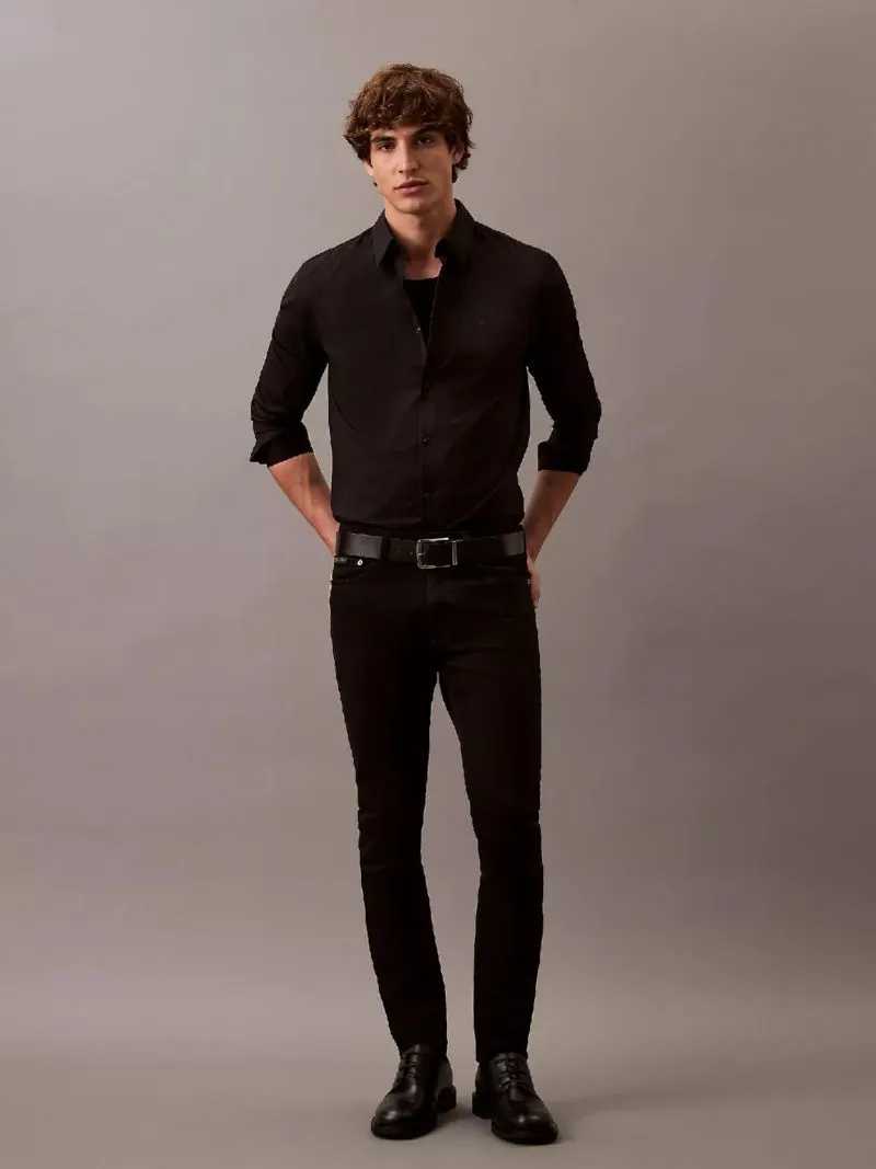 Calvin Klein Πουκάμισο Ποπλίνα Μαύρο