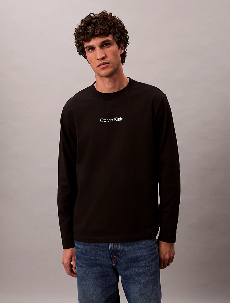 Βαμβακερό Μακρυμάνικο T-Shirt Calvin Klein