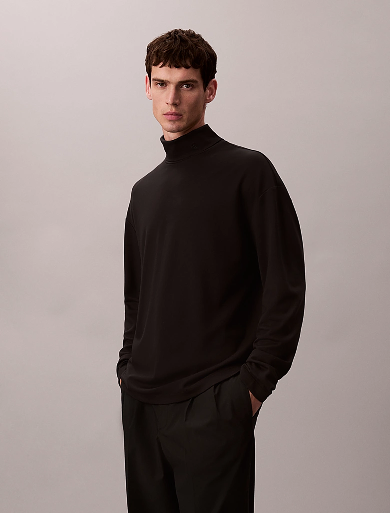 T-Shirt Calvin Klein Roll Neck Μαύρο
